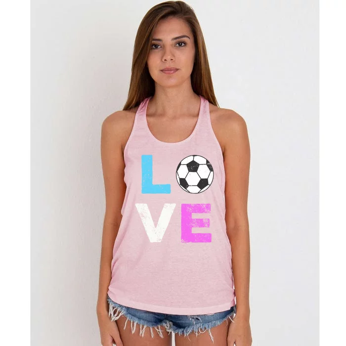 Love Soccer American Team Fan Gift Women's Knotted Racerback Tank