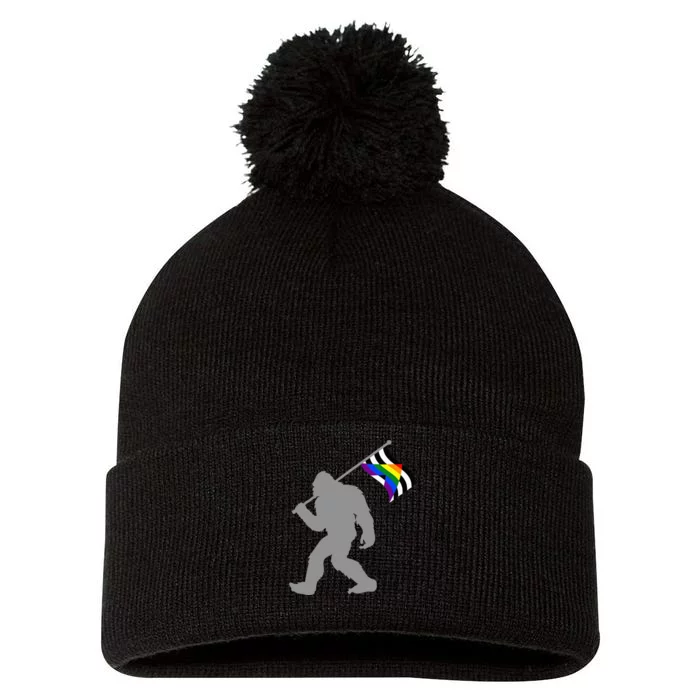 LGBTQ Straight Alliance Pride Flag On Straight Gay Ally Pom Pom 12in Knit Beanie