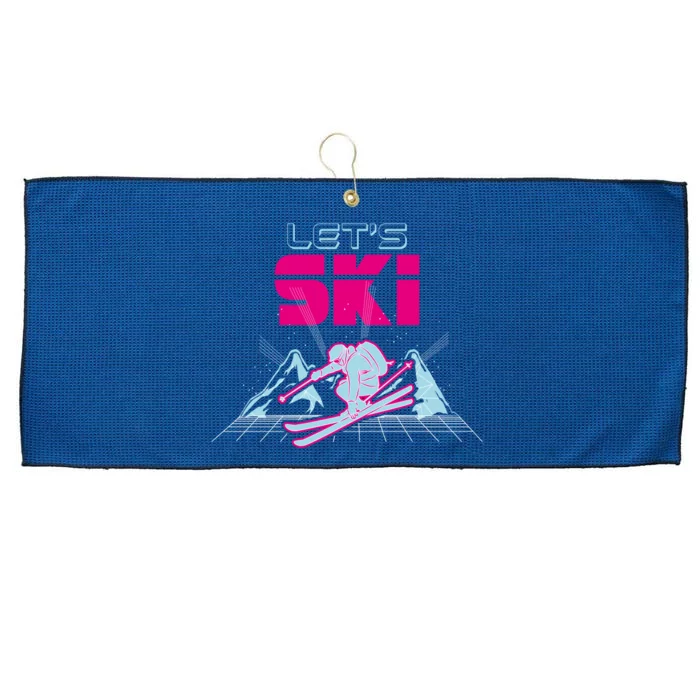 Lets Ski As Encouraging Saying Ll Ski Lovers Gift Large Microfiber Waffle Golf Towel