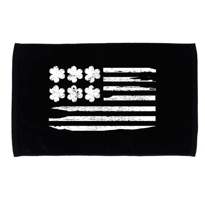 Lucky Shamrock American Flag Irish Roots Saint Microfiber Hand Towel