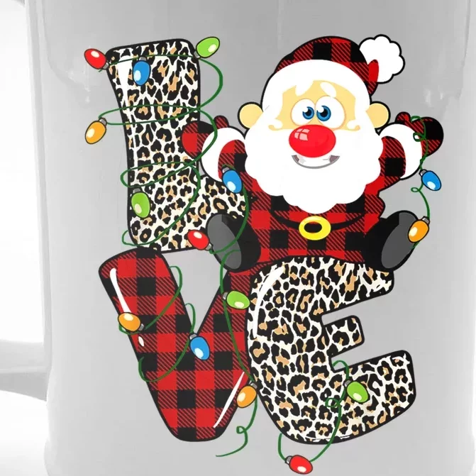 Love S Anta Claus B Uffalo Plaid R Ed Leopard Christmas Gift Front & Back Beer Stein