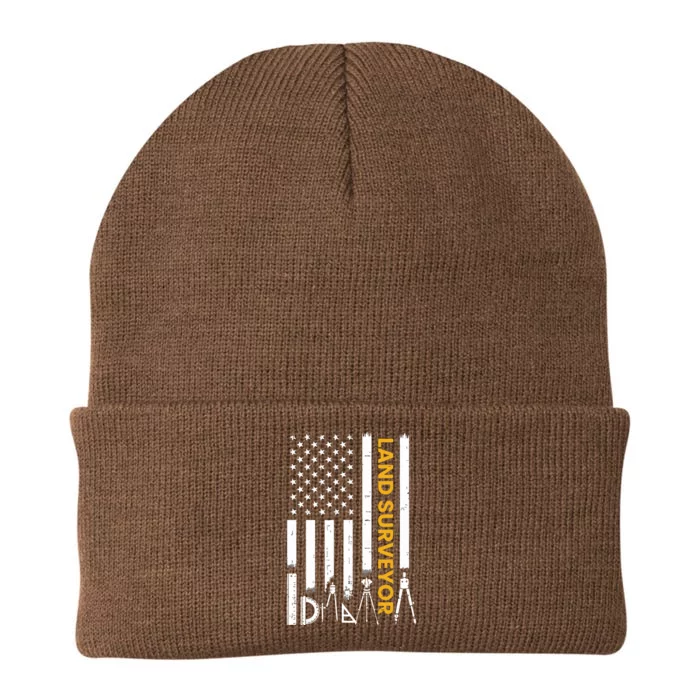 Land Surveyor American Flag Funny Land Surveyor Knit Cap Winter Beanie