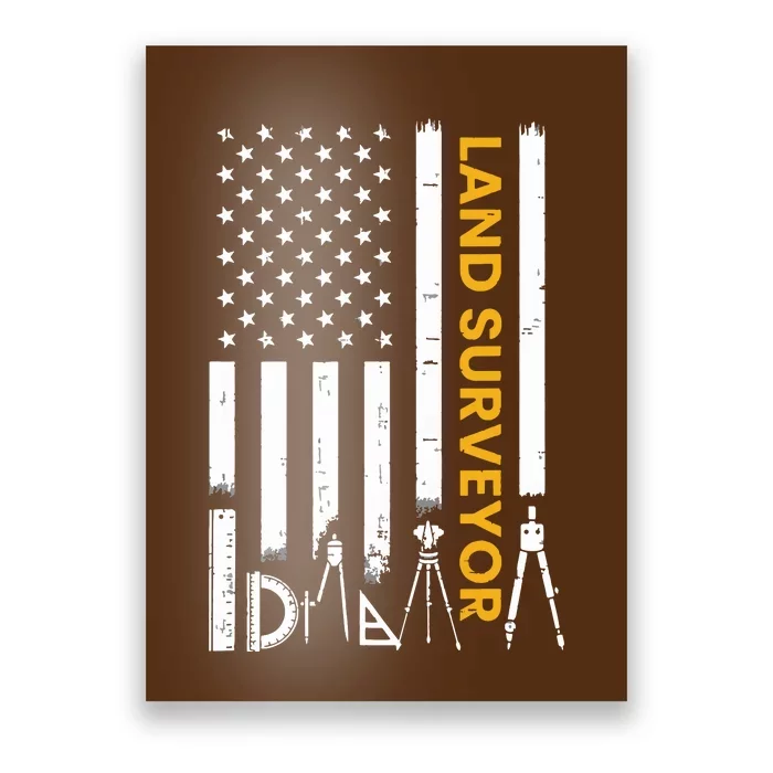 Land Surveyor American Flag Funny Land Surveyor Poster