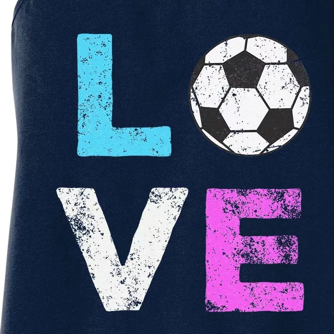 Love Soccer American Team Fan Gift Women's Racerback Tank