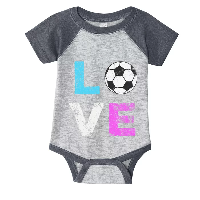 Love Soccer American Team Fan Gift Infant Baby Jersey Bodysuit