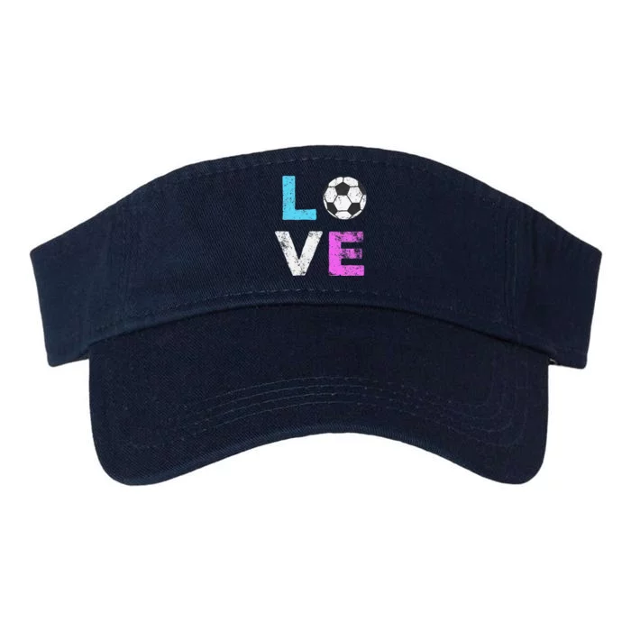 Love Soccer American Team Fan Gift Valucap Bio-Washed Visor