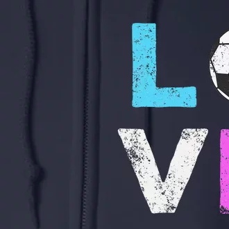 Love Soccer American Team Fan Gift Full Zip Hoodie