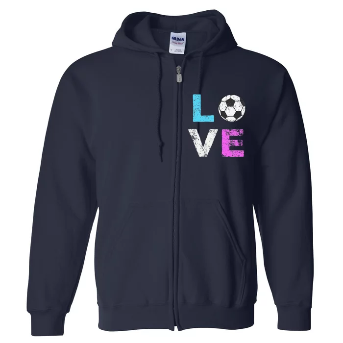 Love Soccer American Team Fan Gift Full Zip Hoodie