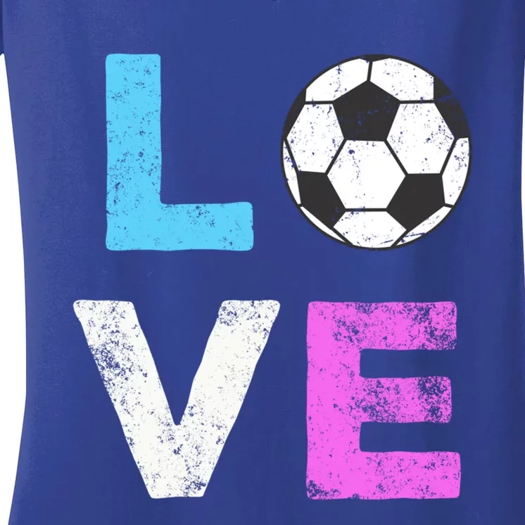 Love Soccer American Team Fan Gift Women's V-Neck T-Shirt