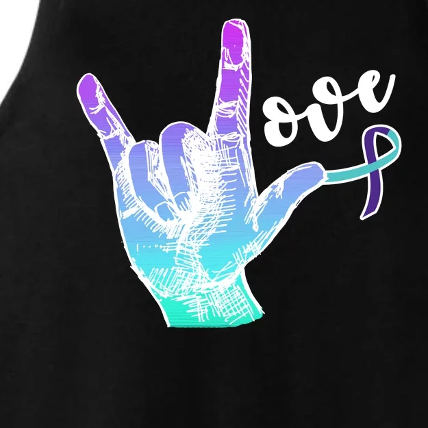 Love Suicide Awareness Sign Language Ladies Tri-Blend Wicking Tank