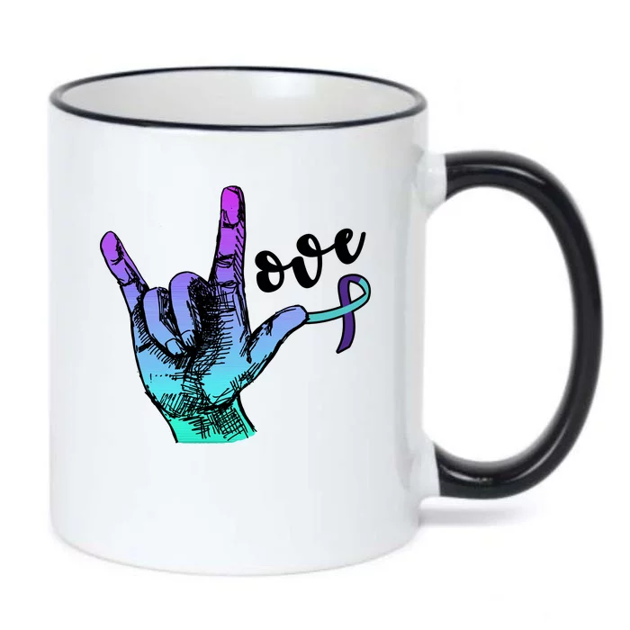 Love Suicide Awareness Sign Language Black Color Changing Mug