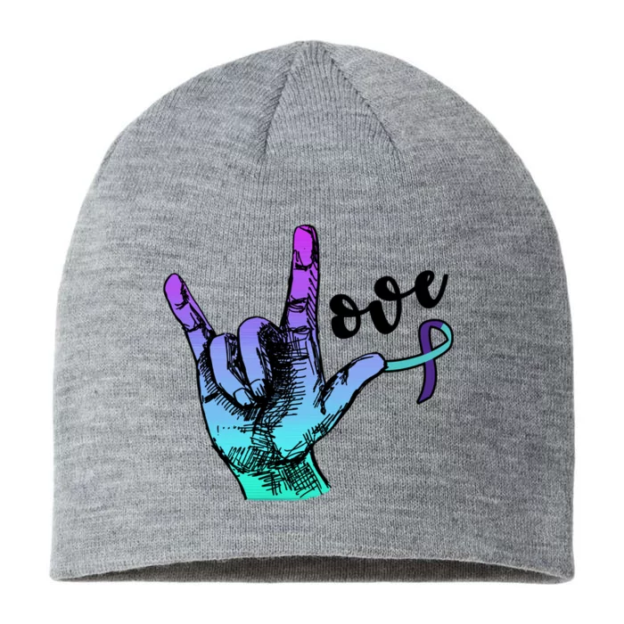 Love Suicide Awareness Sign Language 8 1/2in Sustainable Knit Beanie