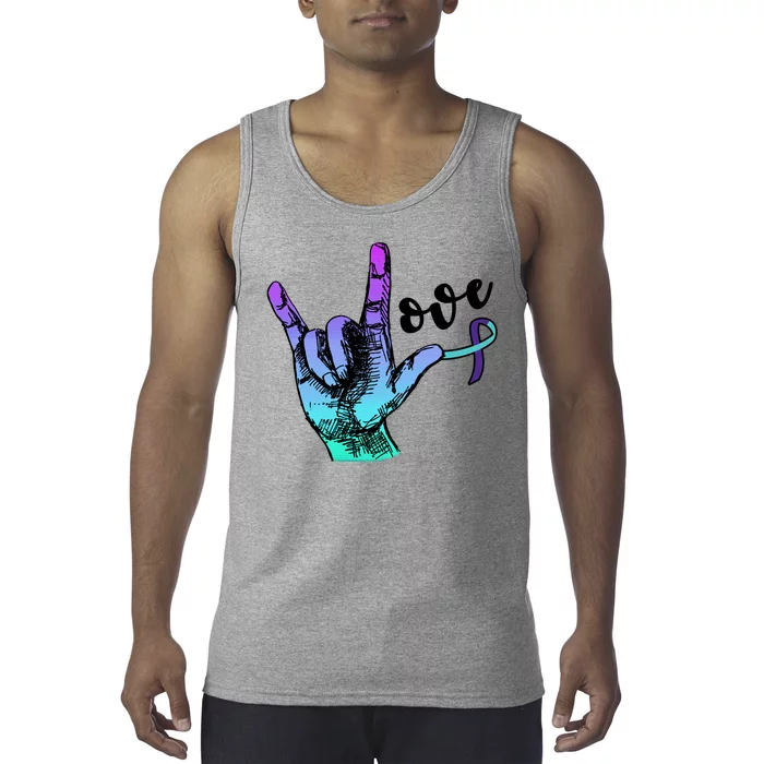 Love Suicide Awareness Sign Language Tank Top