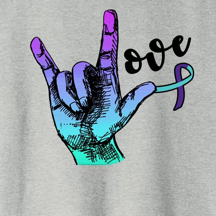 Love Suicide Awareness Sign Language Women's Crop Top Tee