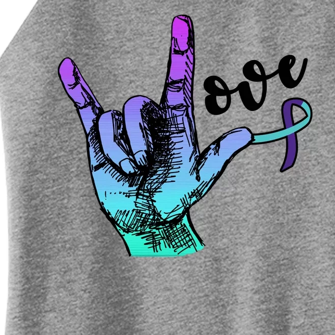 Love Suicide Awareness Sign Language Women’s Perfect Tri Rocker Tank