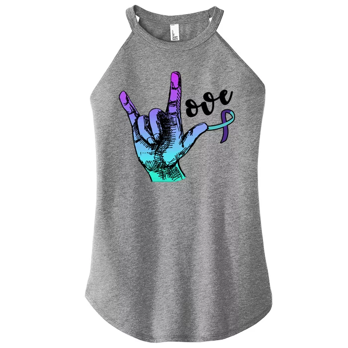 Love Suicide Awareness Sign Language Women’s Perfect Tri Rocker Tank