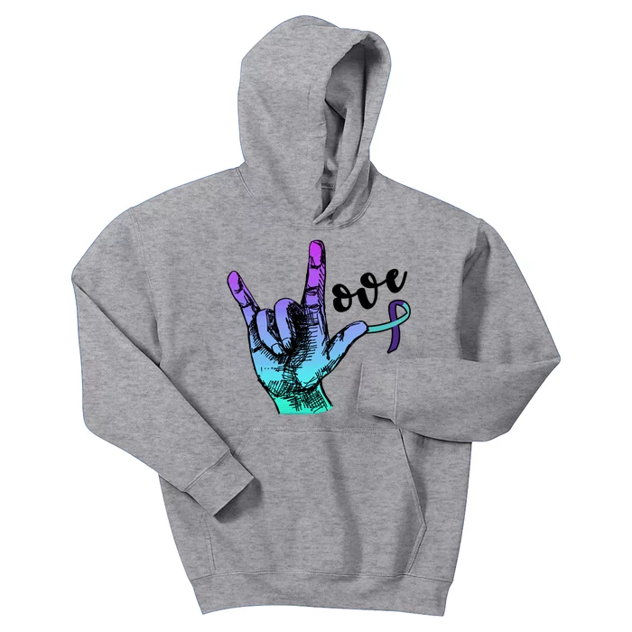 Love Suicide Awareness Sign Language Kids Hoodie