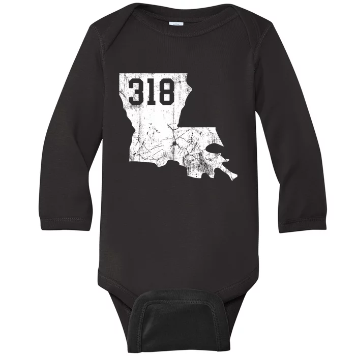 Louisiana State Area Code 318 New Orleans Mardi Gras Baby Long Sleeve Bodysuit