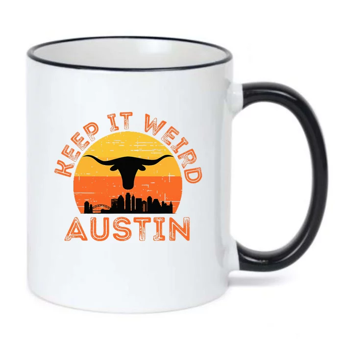 Longhorn Sunset Austin Texas Keep It Weird Gift Black Color Changing Mug