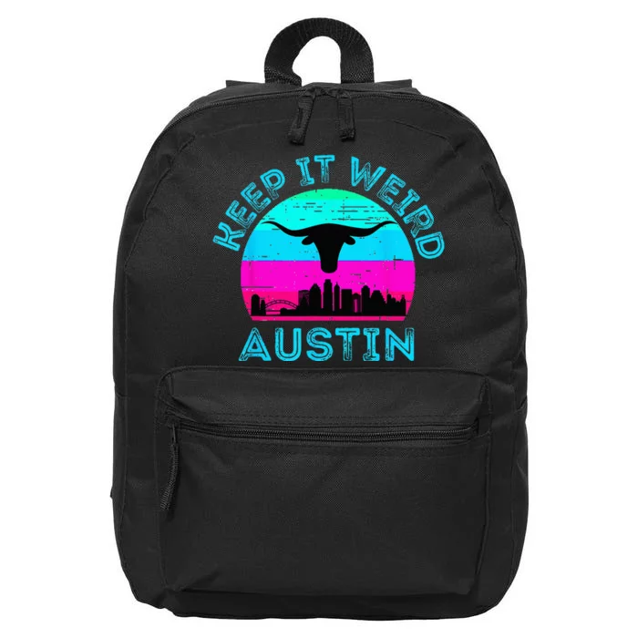 Longhorn Sunset Austin Texas Keep It Weird 16 in Basic Backpack