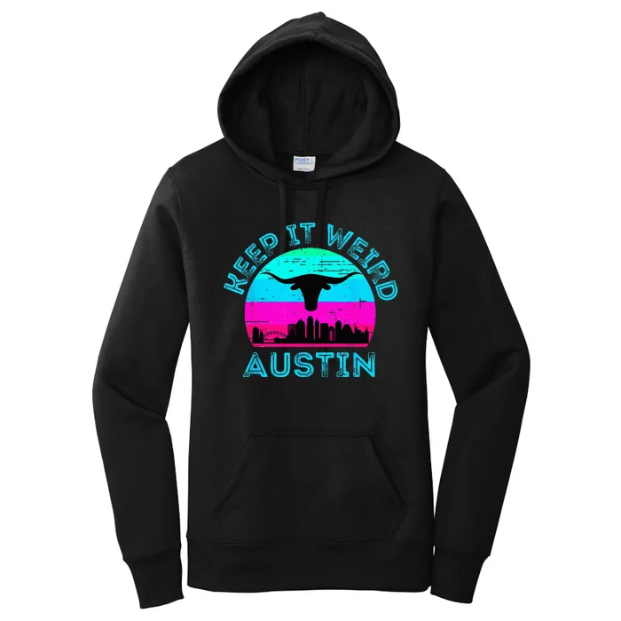 Longhorn Sunset Austin Texas Keep It Weird Women's Pullover Hoodie