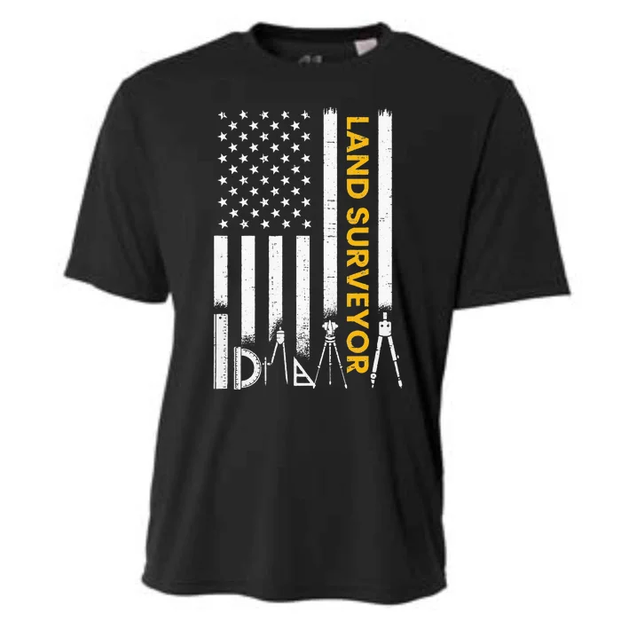 Land surveyor American Flag funny land surveyor Cooling Performance Crew T-Shirt