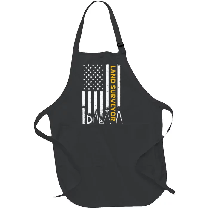 Land surveyor American Flag funny land surveyor Full-Length Apron With Pocket