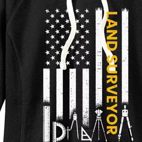 Land surveyor American Flag funny land surveyor Women's Fleece Hoodie