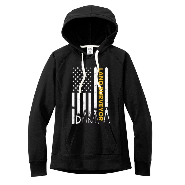 Land surveyor American Flag funny land surveyor Women's Fleece Hoodie