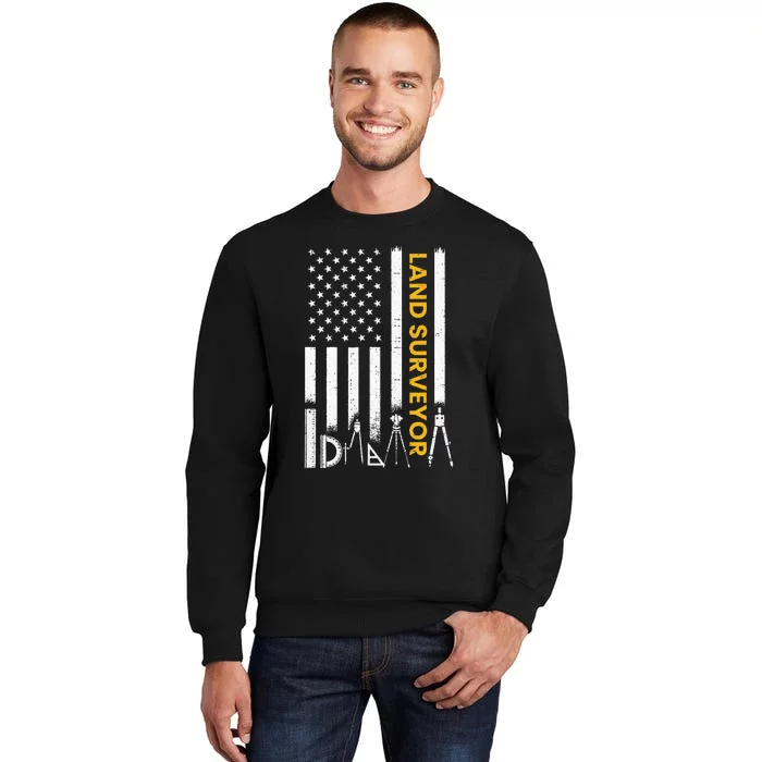 Land surveyor American Flag funny land surveyor Tall Sweatshirt