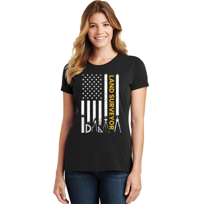 Land surveyor American Flag funny land surveyor Women's T-Shirt