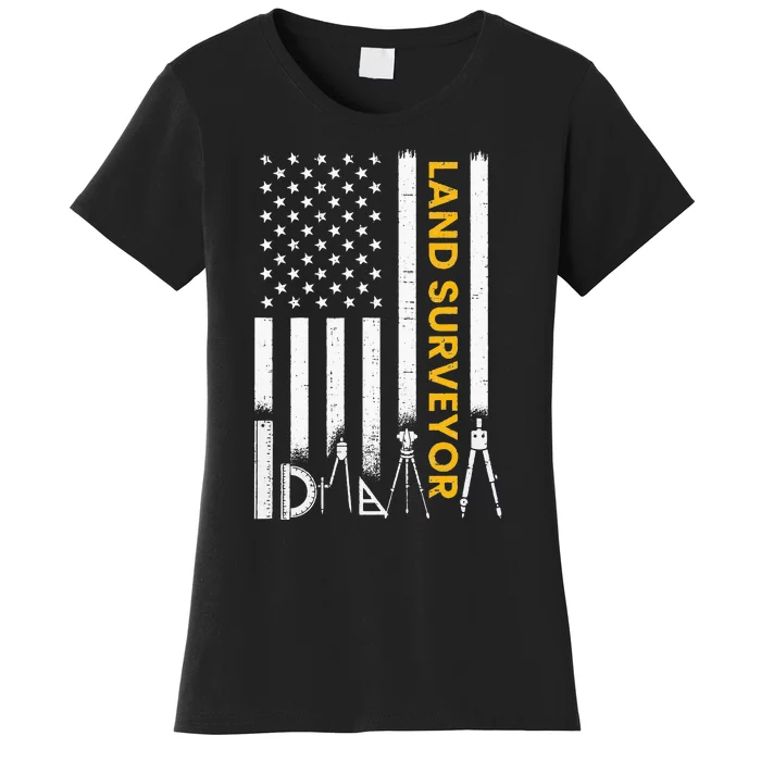 Land surveyor American Flag funny land surveyor Women's T-Shirt