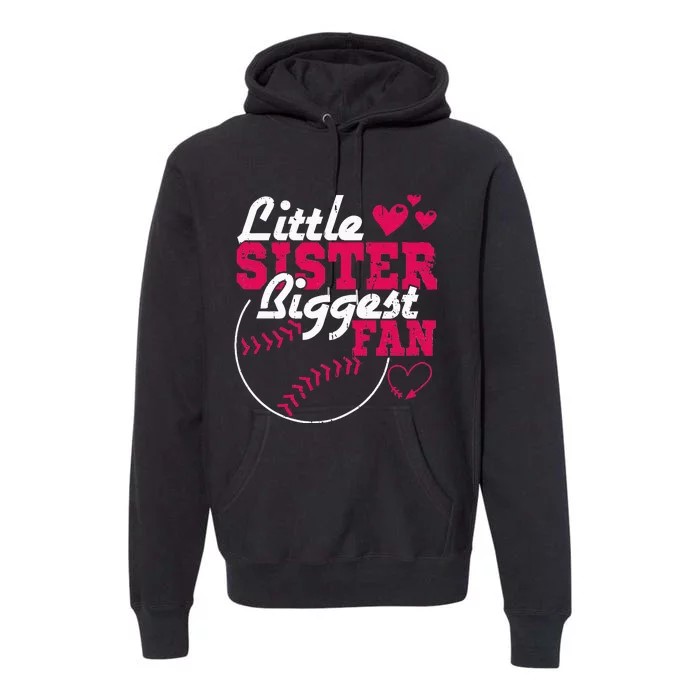 Little Sister Biggest Fan Baseball Premium Hoodie