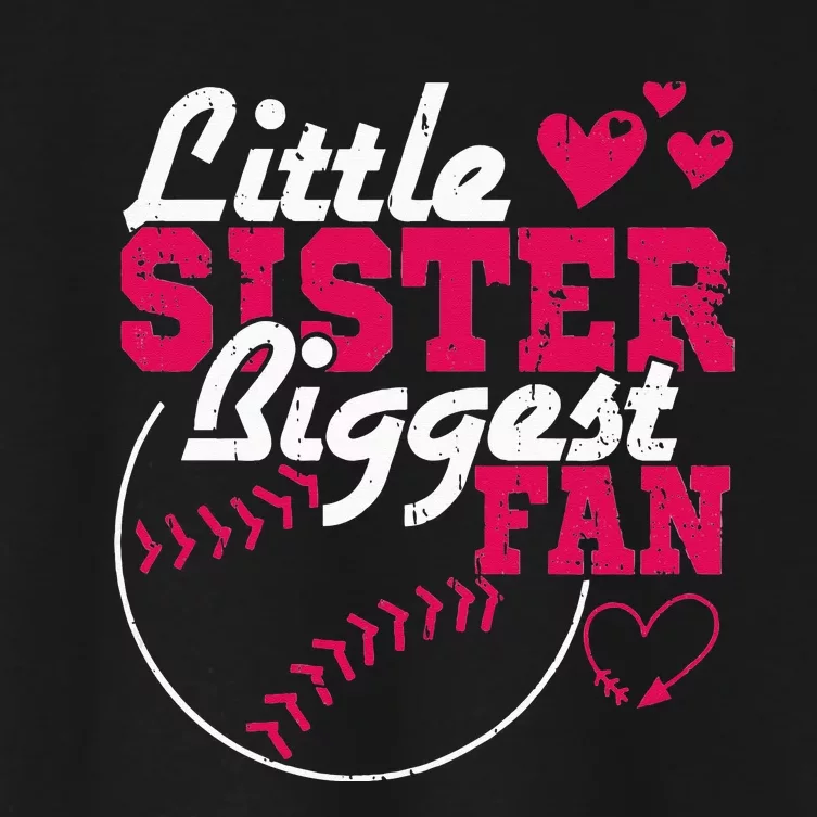 Little Sister Biggest Fan Baseball Women's Crop Top Tee