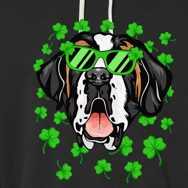 Leprechaun Saint Bernard St. Patrick's Day Dog Shamrock Garment-Dyed Fleece Hoodie