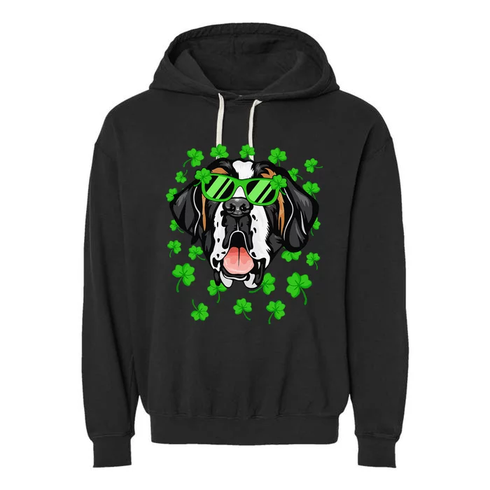 Leprechaun Saint Bernard St. Patrick's Day Dog Shamrock Garment-Dyed Fleece Hoodie