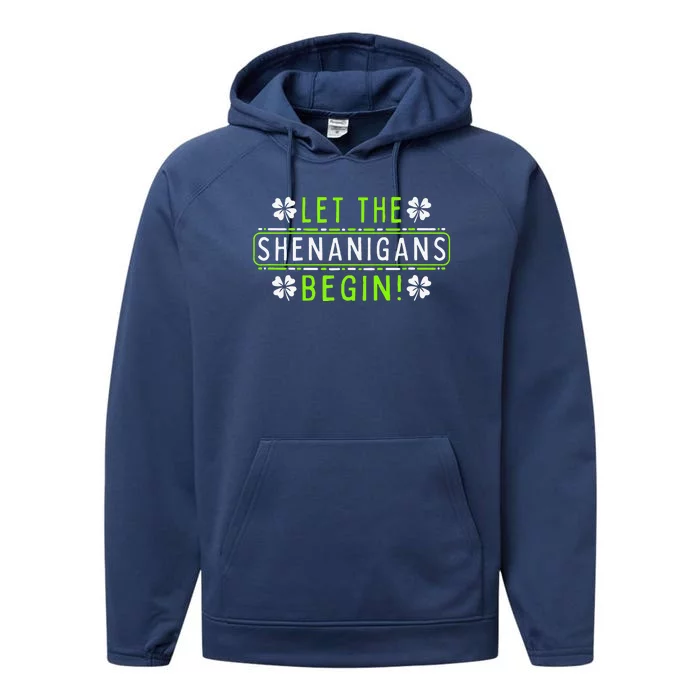 Lethe Shenanigans Begin St Patricks Day Shamrock Irish Performance Fleece Hoodie