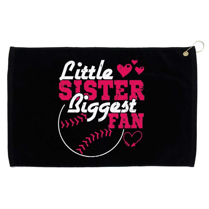 Little Sister Biggest Fan Baseball Grommeted Golf Towel