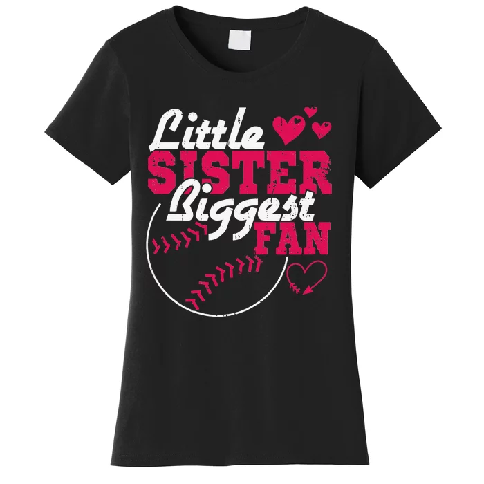 Little Sister Biggest Fan Baseball Women's T-Shirt