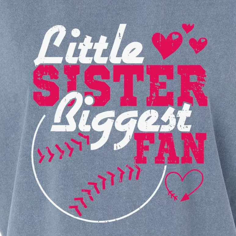 Little Sister Biggest Fan Baseball Garment-Dyed Women's Muscle Tee