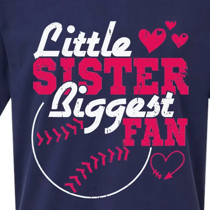 Little Sister Biggest Fan Baseball Sueded Cloud Jersey T-Shirt