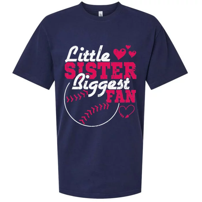 Little Sister Biggest Fan Baseball Sueded Cloud Jersey T-Shirt