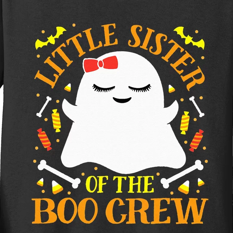 Little Sister Boo Crew Ghost Matching Family Halloween Kids Long Sleeve Shirt