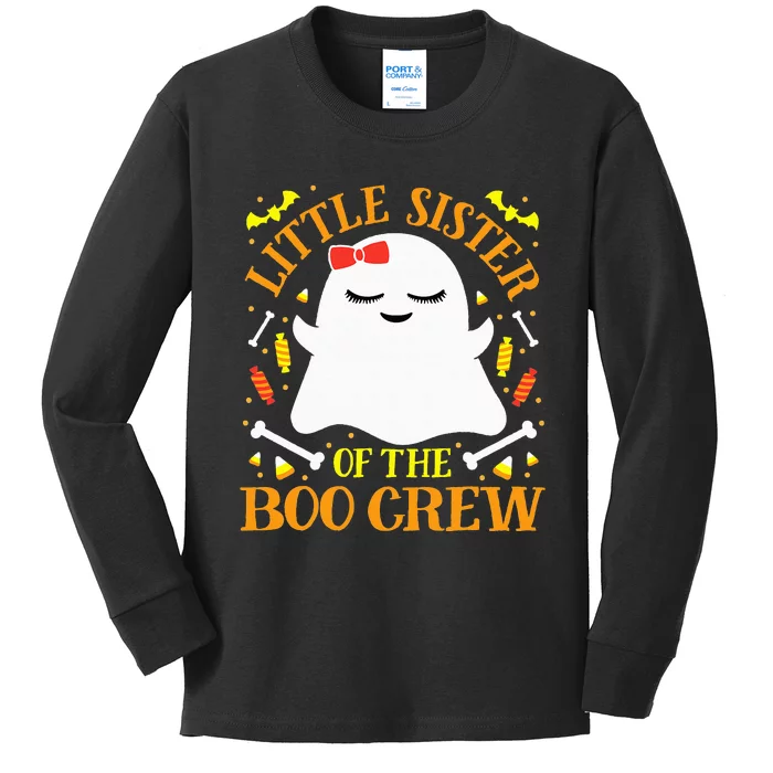 Little Sister Boo Crew Ghost Matching Family Halloween Kids Long Sleeve Shirt