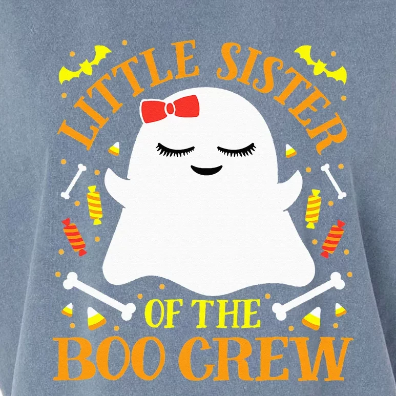 Little Sister Boo Crew Ghost Matching Family Halloween Garment-Dyed Women's Muscle Tee