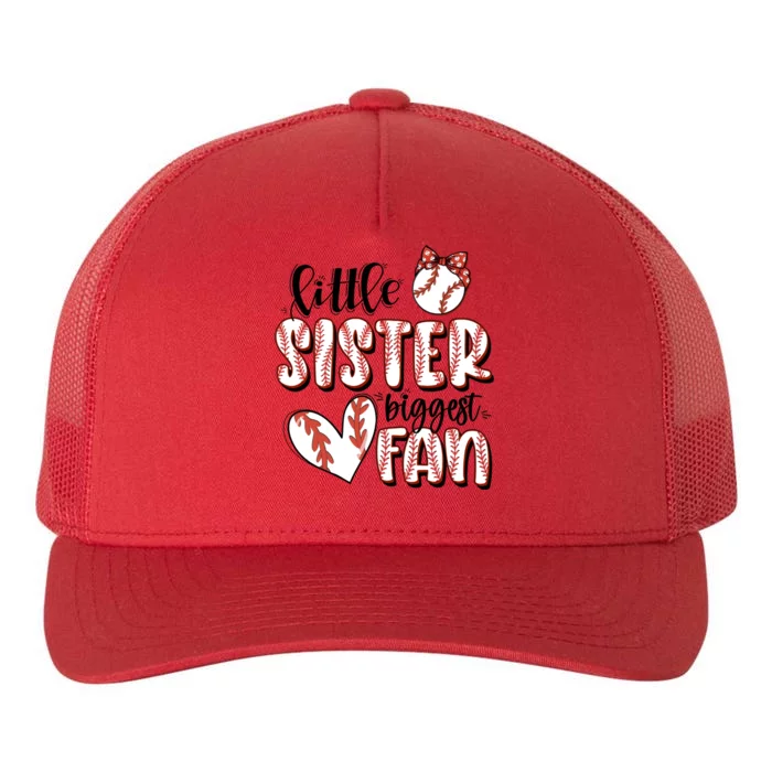 Little Sister Biggest Fan Baseball Game Day Yupoong Adult 5-Panel Trucker Hat