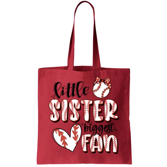 Little Sister Biggest Fan Baseball Game Day Tote Bag