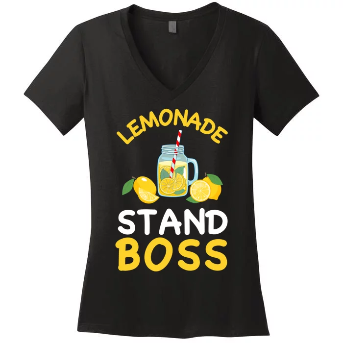 Lemonade Stand Boss Lemon Juice Gift Summer Drink Women's V-Neck T-Shirt