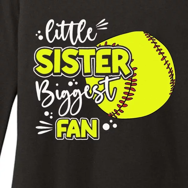 Little Sister Biggest Fan Softball Softball Womens CVC Long Sleeve Shirt