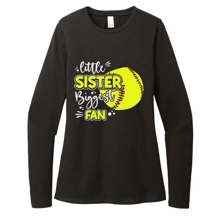 Little Sister Biggest Fan Softball Softball Womens CVC Long Sleeve Shirt